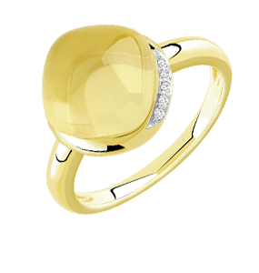 Bague or 375 2 tons citrine et diamant