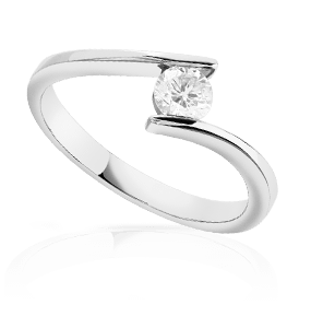 Bague solitaire or 750 blanc diamant 30/100e de carat