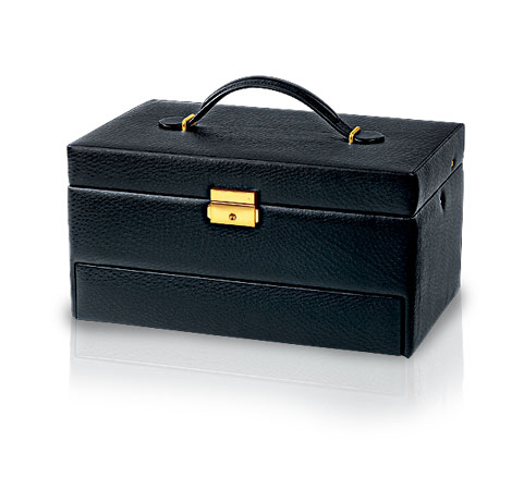 Coffret à bijoux noir ouvert