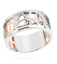 Bague Or 750 blanc et rose 11 diamants