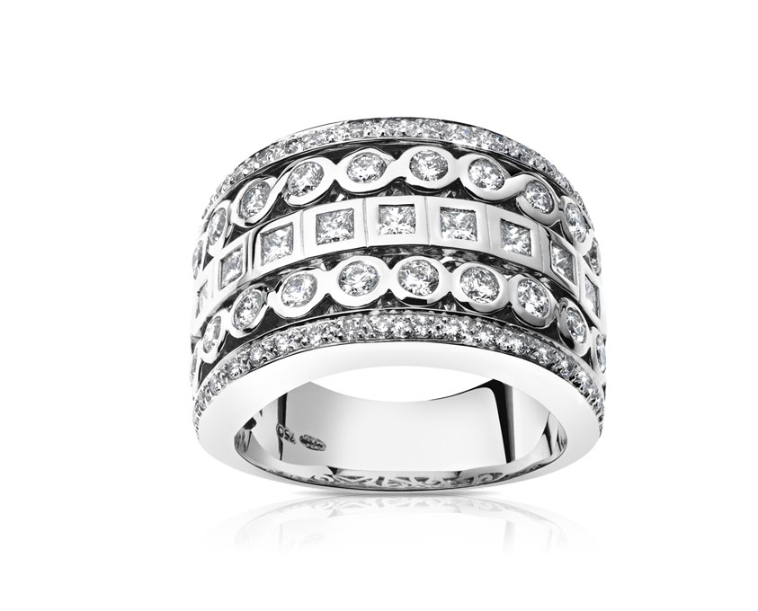 Bague emblèmatique : or 750 blanc diamant 1,51 carat 