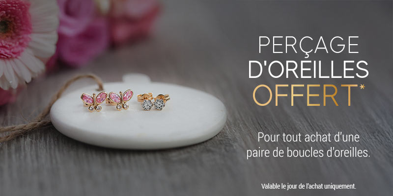 Perçage d'oreilles offert pour tout achat d'une paire de boucles d'oreilles MATY