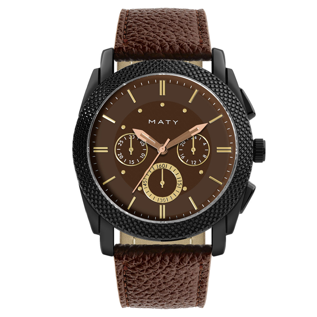 Montre homme revêtement noir bracelet cuir