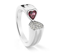 Bague Cœur Grenat rhodolite