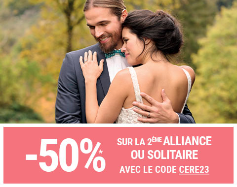 Cérémonie | -50%* sur la deuxième alliance | Code CERE23