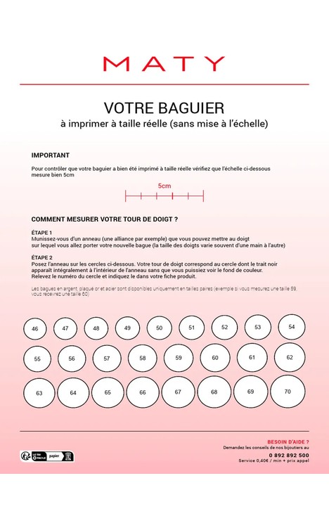 Votre baguier &agrave; imprimer &agrave; taille r&eacute;elle