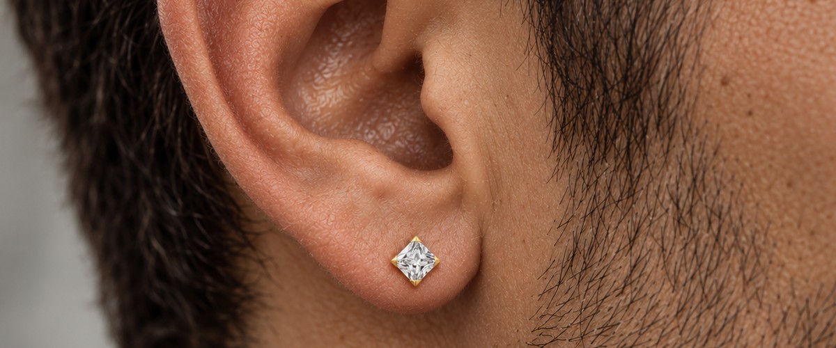 bijoux boucles pierres oreilles homme