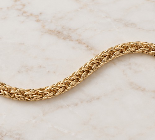 Ketting met palmbladmotief, hoogwaardig driedimensionaal vlechtwerk
